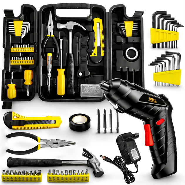 Kit Parafusadeira A Bateria 5V Com Jogo de Ferramentas Maleta 200 Peças LED 4,8V Bivolt Design Compacto e Ergonômico Ideal Para Pequenos Reparos