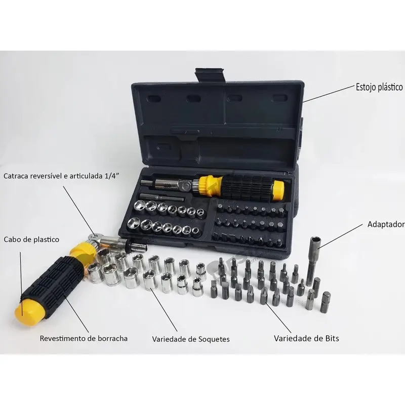 Kit Jogo Ferramentas com 247 Pecas Semiprofissional C/ Maleta Serviço Gerais Soquetes — foto 11