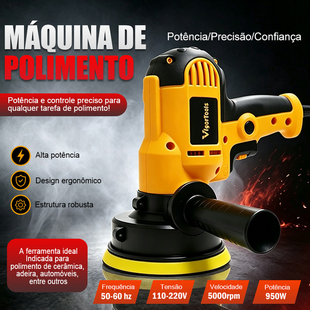 【ONE FER】Politriz Automotiva 950W, Velocidade Ajustável de até 5500 RPM, 110V/220V à Escolha | Kit Completo para Remoção de Riscos em Carros