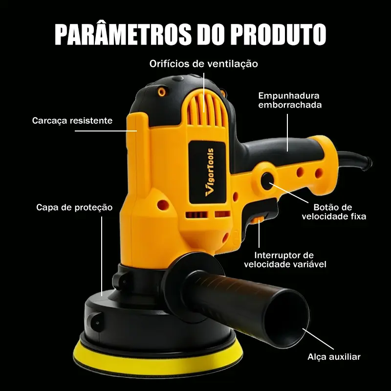 【ONE FER】Politriz Automotiva 950W, Velocidade Ajustável de até 5500 RPM, 110V/220V à Escolha | Kit Completo para Remoção de Riscos em Carros — foto 5