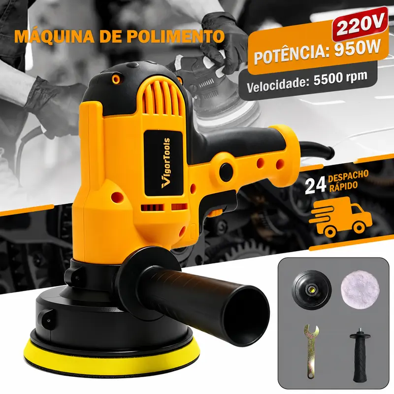 【ONE FER】Politriz Automotiva 950W, Velocidade Ajustável de até 5500 RPM, 110V/220V à Escolha | Kit Completo para Remoção de Riscos em Carros — foto 11