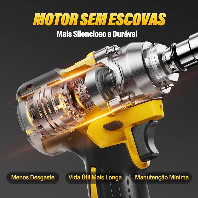 【SOARFLY】Chave de Impacto 3 em 1 - Kit Completo com 2 Baterias de 10 Células, 48Vf, 800Nm, Motor Brushless, Alta Performance (Impacto, Parafusadeira, Furadeira) — foto 5