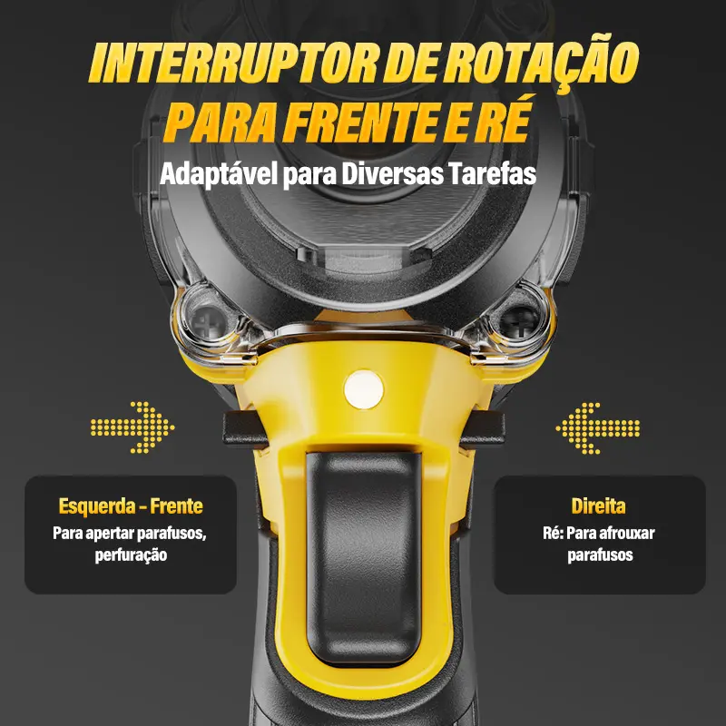 【SOARFLY】Chave de Impacto 3 em 1 - Kit Completo com 2 Baterias de 10 Células, 48Vf, 800Nm, Motor Brushless, Alta Performance (Impacto, Parafusadeira, Furadeira) — foto 8