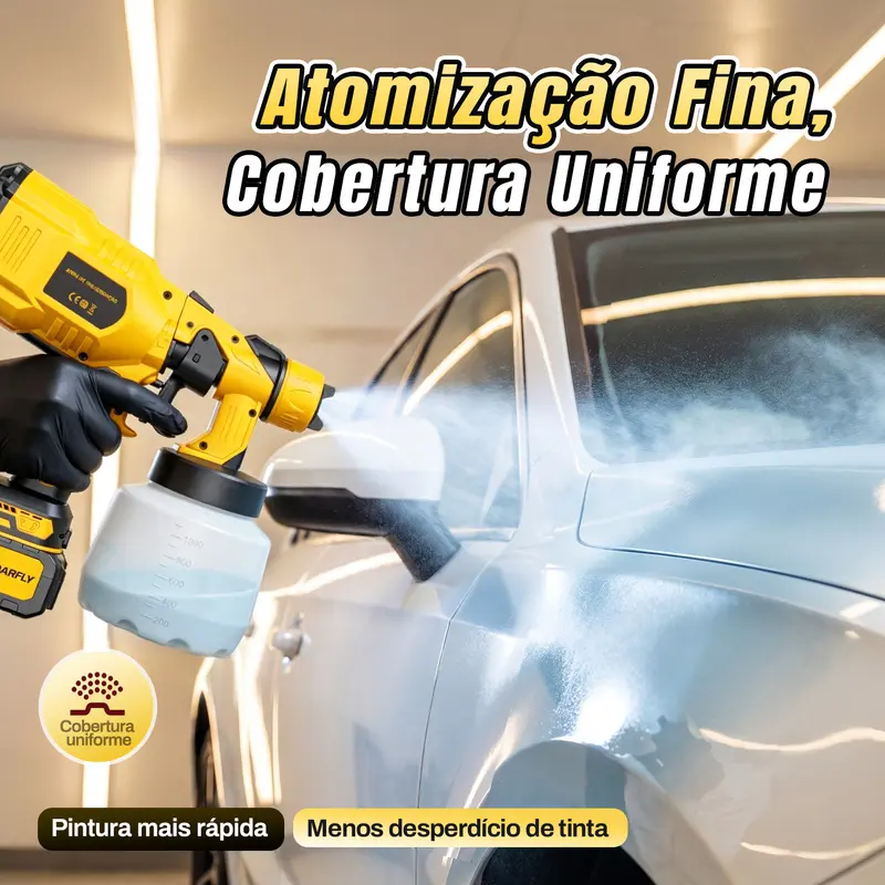 [SOARFLY] 800ml/1200ml Pistola de Pintura 48V com 2 Baterias - Pulverizador Portátil 850W, 32.000rpm, Bateria 5/10 Células, Fluxo até 1.000ml/min, Pulverizador Elétrico Amarelo/Vermelho — foto 5