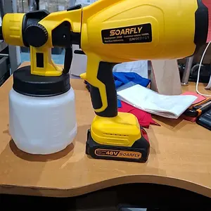 [SOARFLY] 800ml/1200ml Pistola de Pintura 48V com 2 Baterias - Pulverizador Portátil 850W, 32.000rpm, Bateria 5/10 Células, Fluxo até 1.000ml/min, Pulverizador Elétrico Amarelo/Vermelho — foto 13