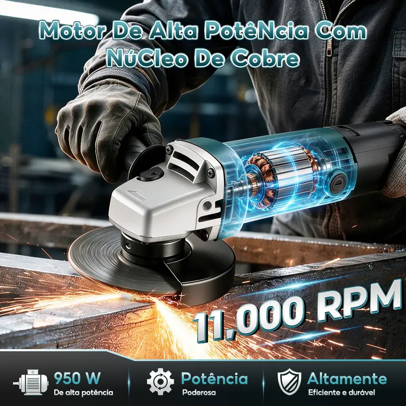 SOARFLY 6 Níveis de Velocidade Esmerilhadeira 950W 11000rpm 127V/220V--Amarela ou Azul, Corta metal, madeira, concreto. Protetor de disco punho auxiliar. — foto 5