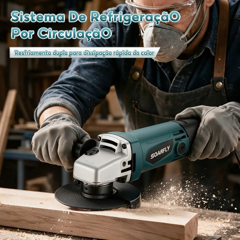 SOARFLY 6 Níveis de Velocidade Esmerilhadeira 950W 11000rpm 127V/220V--Amarela ou Azul, Corta metal, madeira, concreto. Protetor de disco punho auxiliar. — foto 8