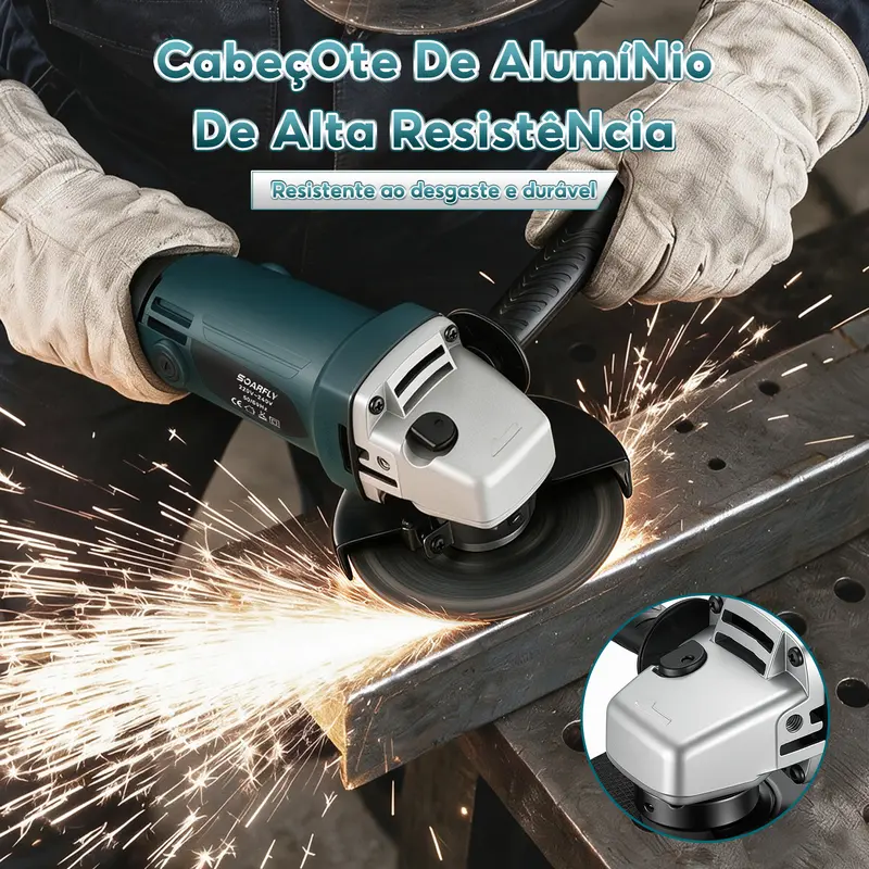 SOARFLY 6 Níveis de Velocidade Esmerilhadeira 950W 11000rpm 127V/220V--Amarela ou Azul, Corta metal, madeira, concreto. Protetor de disco punho auxiliar. — foto 10